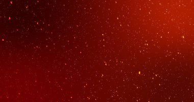 Sinematik ateş tozu partikül alevleri rastgele hareket ediyor. Parıldayan toz taneleri havada uçuşuyor, kaliteli arka plan animasyonu. Alevli ateş fraktal parçaları cehennem gibi hareket ediyor..