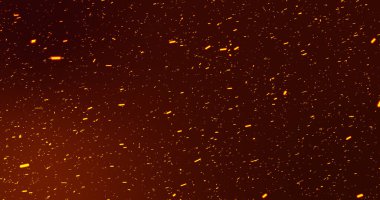 Sinematik ateş tozu partikül alevleri rastgele hareket ediyor. Parıldayan toz taneleri havada uçuşuyor, kaliteli arka plan animasyonu. Alevli ateş fraktal parçaları cehennem gibi hareket ediyor..