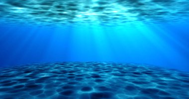 Gerçeküstü gerçeküstü su altı deniz altı hareketli su animasyonu. Suyun animasyonu, su altında hareket eden okyanus dalgalarının kamera yakınlaşmasıyla dönüyor. Güneş ışığı sükuneti şeffaf deniz suyu.