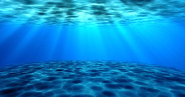 Gerçeküstü gerçeküstü su altı deniz altı hareketli su animasyonu. Suyun animasyonu, su altında hareket eden okyanus dalgalarının kamera yakınlaşmasıyla dönüyor. Güneş ışığı sükuneti şeffaf deniz suyu.