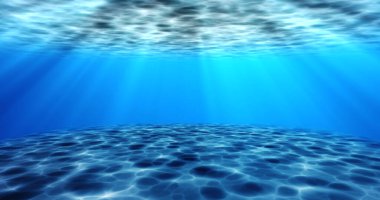 Gerçeküstü gerçeküstü su altı deniz altı hareketli su animasyonu. Suyun animasyonu, su altında hareket eden okyanus dalgalarının kamera yakınlaşmasıyla dönüyor. Güneş ışığı sükuneti şeffaf deniz suyu.