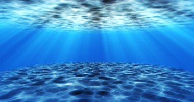 Gerçeküstü gerçeküstü su altı deniz altı hareketli su animasyonu. Suyun animasyonu, su altında hareket eden okyanus dalgalarının kamera yakınlaşmasıyla dönüyor. Güneş ışığı sükuneti şeffaf deniz suyu.