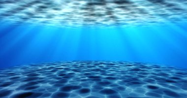 Gerçeküstü gerçeküstü su altı deniz altı hareketli su animasyonu. Suyun animasyonu, su altında hareket eden okyanus dalgalarının kamera yakınlaşmasıyla dönüyor. Güneş ışığı sükuneti şeffaf deniz suyu.