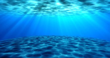 Gerçeküstü gerçeküstü su altı deniz altı hareketli su animasyonu. Suyun animasyonu, su altında hareket eden okyanus dalgalarının kamera yakınlaşmasıyla dönüyor. Güneş ışığı sükuneti şeffaf deniz suyu.