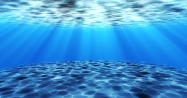 Gerçeküstü gerçeküstü su altı deniz altı hareketli su animasyonu. Suyun animasyonu, su altında hareket eden okyanus dalgalarının kamera yakınlaşmasıyla dönüyor. Güneş ışığı sükuneti şeffaf deniz suyu.