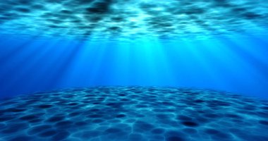 Gerçeküstü gerçeküstü su altı deniz altı hareketli su animasyonu. Suyun animasyonu, su altında hareket eden okyanus dalgalarının kamera yakınlaşmasıyla dönüyor. Güneş ışığı sükuneti şeffaf deniz suyu.