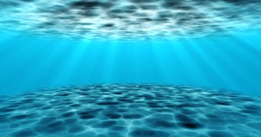 Gerçeküstü gerçeküstü su altı deniz altı hareketli su animasyonu. Suyun animasyonu, su altında hareket eden okyanus dalgalarının kamera yakınlaşmasıyla dönüyor. Güneş ışığı sükuneti şeffaf deniz suyu.