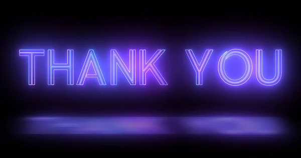 Neon retro style trendy Thank You text animation in a dark background for Thanksgiving. Glossy stylish thank you expressing gratitude message. Sign board advertisement asset.