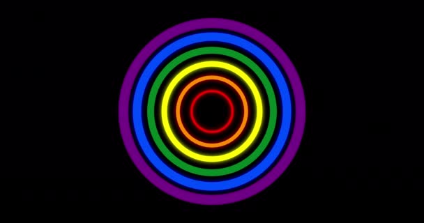 Hbtq Pride Månad Färgad Cirkel Spiral Bakgrund Regnbågsfärgad Glödande Slät — Stockvideo