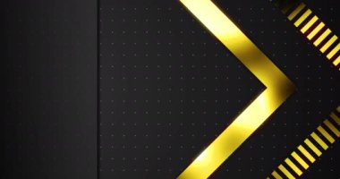 4K Lüks ok üçgeni geometrik premium altın arka plan. 3D çizgili minimal davetiye, kurumsal bg, sunum ödüllü hareket grafiği. UHD 'de fütürist süslemeler parlak, zarif bg.