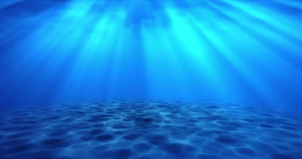4K超现实酷酷的水下海底水动动漫 桑迪海底水下海洋镜头与太阳光气体和气泡 深水视频运动图形 — 图库视频影像