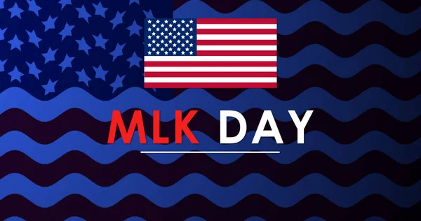 Martin Luther King Jr Day, MLK Day celebrate civil rights in US banner. Day of Service Concept of Unity and Equality graphic with national flag of USA patriotic African event liberty BG