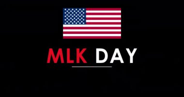 Martin Luther King Jr. Day, MLK Day 4K ile ABD pankartıyla vatandaşlık haklarını kutluyor. Birleşme ve Eşitlik Günü ABD vatansever Afrika etkinliğinin ulusal bayrağıyla BG 