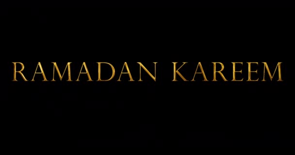 Golden Happy Ramadan Kareem Typografická Animace Černá Oslava Svatého Měsíce — Stock video