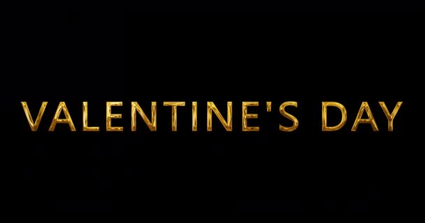 Feliz Dia Dos Namorados Fevereiro Ouro Tipográfico Brilhante Brilhante Surpresa — Vídeo de Stock