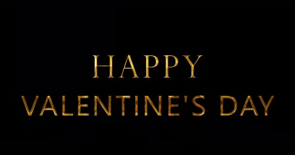 Happy Valentine Day 14Th February Typographic Gold Shiny Glittering Surprise — Stock Video