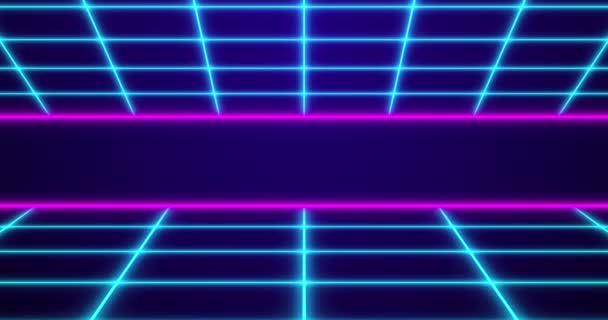 Dynamisk Retro Stil Tal Neon Färgat Rutnät Sömlös Sci Film — Stockvideo