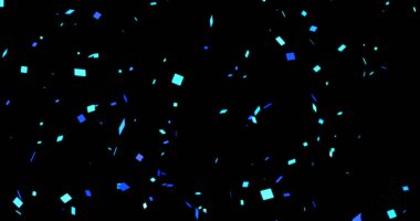 Konfeti düşen parti patlaması hareketi grafiği. Mezuniyet, düğünler, doğum günü partileri ve streamerlar için ideal. Mobil ve sosyal medya kullanımı için dikey animasyon. Kare dönen parçacıklar.