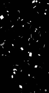 Konfeti düşen parti patlaması hareketi grafiği. Mezuniyet, düğünler, doğum günü partileri ve streamerlar için ideal. Mobil ve sosyal medya kullanımı için dikey animasyon. Kare dönen parçacıklar.