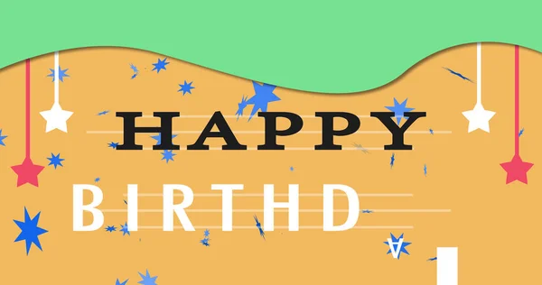 Happy Birthday wishing animated children\'s theme cute elegant card design. Colorful horizontal birthday ceremony celebrating greeting card. Adorable simple birthday card motion graphic.