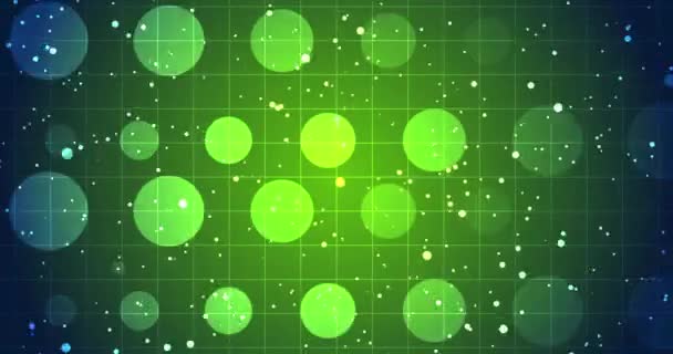Partículas Círculos Animação Fundo Estrelas Luzes Formas Geométricas Movimento Tecnologia — Vídeo de Stock