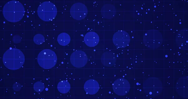 2D Particles and circles background animation. Stars lights and geometric shapes moving.Underwater technology science dots and dust flowing. Futuristic cyber network wavy bg. Elegant flying circles.