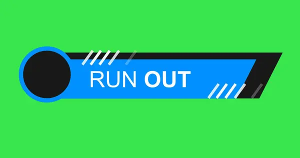 Cricket match lower third infographic button asset. Sports match lower third element declaring RUN OUT motion graphic. Dynamic in and out animating simple minimal infographic element.