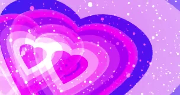 Cuori Concentrici Esplodono Carino Amorevole Valentine Day Cuore Nubi Con — Video Stock