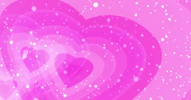 Concentric Hearts Exploding Cute Loving Valentine Day Heart Nubes Glitter — Vídeo de Stock