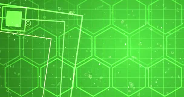 Мережа Шестикутників Квадратною Геометрією Переміщується Інноваційна Наукова Технологія Миготливі Багатокутники — стокове відео
