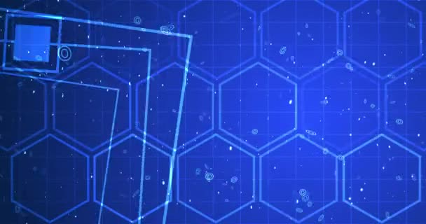 Hexagon Δίκτυο Τετραγωνική Γεωμετρία Σχήματα Που Κινούνται Τεχνικός Βρόχος Καινοτομίας — Αρχείο Βίντεο