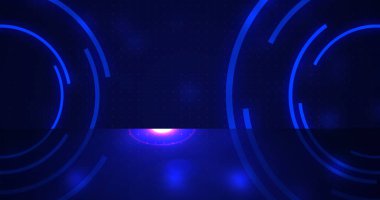 Çember gradyan gölge ödülü dönen parçacık arkaplanı gösteriyor. Disko kulübü sineması tarzı, seremoni sahnesinin hareketsiz döngüsü için bg 'yi örtüyor. Yaratıcı evrensel zarif karşılama festivali.