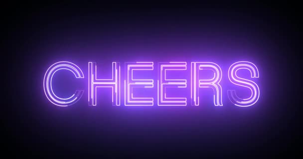 Neon Cheers Tipografia Linhas Móveis Animação Brilhante Estilo Retro Elegante — Vídeo de Stock