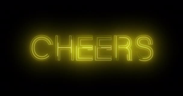 Neon Cheers Tipografia Animazioni Linee Mobili Stile Rétro Incandescente Stile — Video Stock