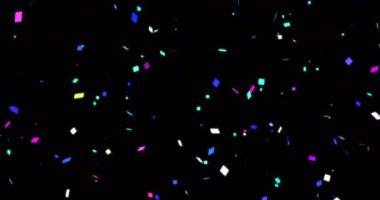 Renkli basit ama modaya uygun bir doğum günü partisi 4K düşüşünü kutladı. Patlama kazanan bağımsızlık günü neşeli, ışıltılı video animasyonu karnaval parçacıkları dağılmış altın.