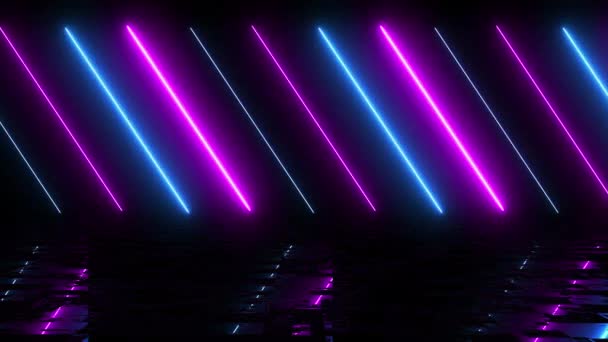 Reflexní Pulzující Nekonečné Neonové Světlo Futuristické Pozadí Studio Laserový Koncept — Stock video