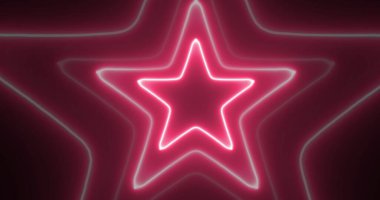 Ödül töreni disko kulübü retro stili parlayan neon yıldızlar bg. Projektör sahne gösterimi vj loop showtec parti flaş ışık demeti ışık matrisi stok illüstrasyonunu gösterir. Yaratıcı yıldız gece kulübü bg.