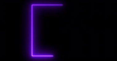 Kare kare çerçeve neon çizgileri koyu bg 4K hareket ediyor. Parlak ışık pankartı, dikdörtgen ışık dönüş şarjörü. Elektrik akımı teknolojisi veri transfer konsepti videosu.