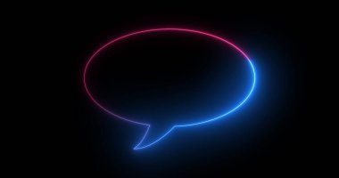 Renkli basit neon ışıklı sohbet baloncuğu simgesini siyahla yazma işareti. Mesaj yazma bulutlu konuşma diyaloğu neon çerçeve. Konuşma balonu çizgi film tarzı hafif sohbet simgesi yüksek kaliteli hisse senedi illüstrasyonu işareti.