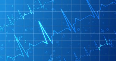 EKG EKG kardiyogramı, sağlık hizmetleri bg 'sini taşıyor. Altıgen biyoteknoloji ve kimya molekülleri bg ile sağlık yenilik kavramı. Eczane DNA sunumu infografik tıp ilaçları hemşire yardımı.