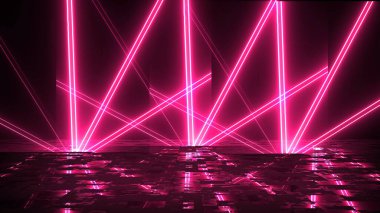 Renkli soyut neon ışıklar sahne gösterisi ödüllerini yansıtıyor. Modayı takip eden neon hatları 3d bg ultraviyole fütüristik stüdyo fx şirket arkaplanı 3d şifreleme para birimi bg.