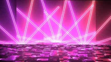 Renkli soyut neon ışıklar sahne gösterisi ödüllerini yansıtıyor. Modayı takip eden neon hatları 3d bg ultraviyole fütüristik stüdyo fx şirket arkaplanı 3d şifreleme para birimi bg.