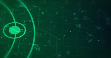 Geometrik daireler ve hareket eden altıgenler. Ticari reklam sunum teknolojisi bg 3d parçacıklar renkli gradyan parlak soyut yuvarlak çizgiler.