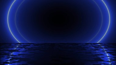 Yansıtıcı daireler parlayan zenginlik kavramı sonsuz döngü portalı bg 'yi açıyor. Gece kulübü hayatı için fütüristik 3D grafik. Yaratıcı fantezi mühendisliği çevrede şenlik alevleri.