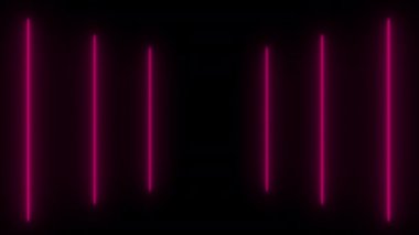 Basit bir neon ışıklı çizgi animasyonu 4K. Tekno gece kulübü kıvılcımlı spektrum aynı renk güneş ışınları bg stok görüntüsü. Hareket eden çizgiler enerji patlaması siber trend pazarlama video kaynağı.