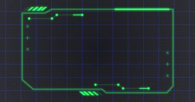 Dikdörtgen hud arayüzü hareketli şekiller. Akış başlıyor bg. Teknoloji hud görüntü bulucu grafiksel element statik bilimsel oyunlar film başlığı. Siber konsept yazılım geometrisi kesildi.