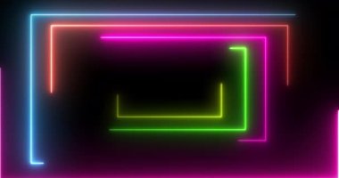 Neon dikdörtgenler geometrik döngü akışı animasyon 4K başlıyor. Dinamik olay projesi ve kutlama neonlu pırıltısız döngüsüyle tanışma. Güzel, zarif lazer ışığı gibi koridor 3 boyutlu şarjör..