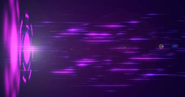 Hologram uzay gemisi galaksi geçidi animasyonu yatay. Evrenin gelecekteki teknoloji veri transferi bg 'sini açması. Ağ bağlantısı kavramı boş arkaplanı olan modern bir ekran. Çember arayüzü