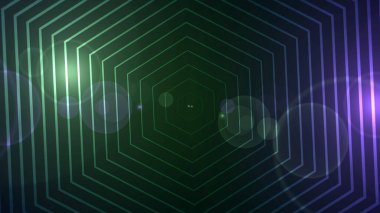 Siber punk trend altıgen arka planı. Altıgen geometrik dijital veri tüneli yaratıcı yenilik arkaplanı. Kusursuz oyun büyüsü şebekesi sinematik enerji aydınlatma görüntüleri. Geçit alanı açılıyor