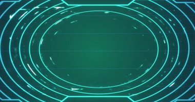 Teknoloji fütüristik soyut parlak veri akışı şebeke hud bg 4K. Elektronik bilgi transferi siber uzay ağ arkaplanı. Kodlama parçacığı düşen bulut hesaplama ortam parlak varlık. 